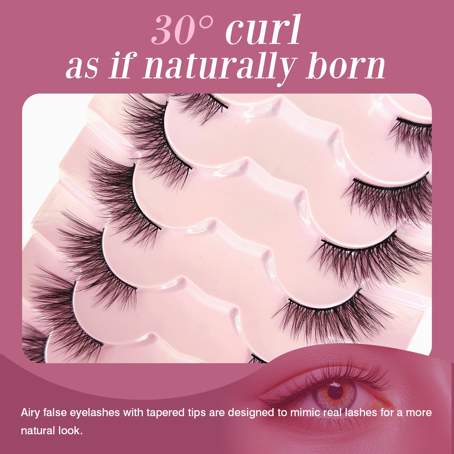 7 Pairs Wispy Cat Eye Lashes – Natural Look, Soft & Fluffy