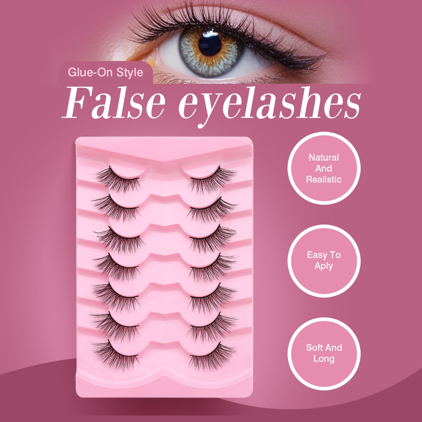 7 Pairs Wispy Cat Eye Lashes – Natural Look, Soft & Fluffy